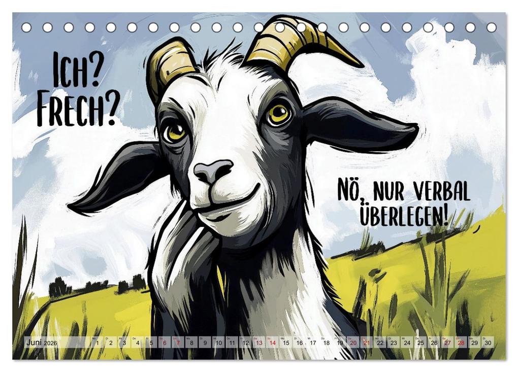 Weitere Ansicht: Ziegen, süß aber psycho (Tischkalender 2026 DIN A5 quer), CALVENDO Monatskalender | Sabine Löwer, Calvendo