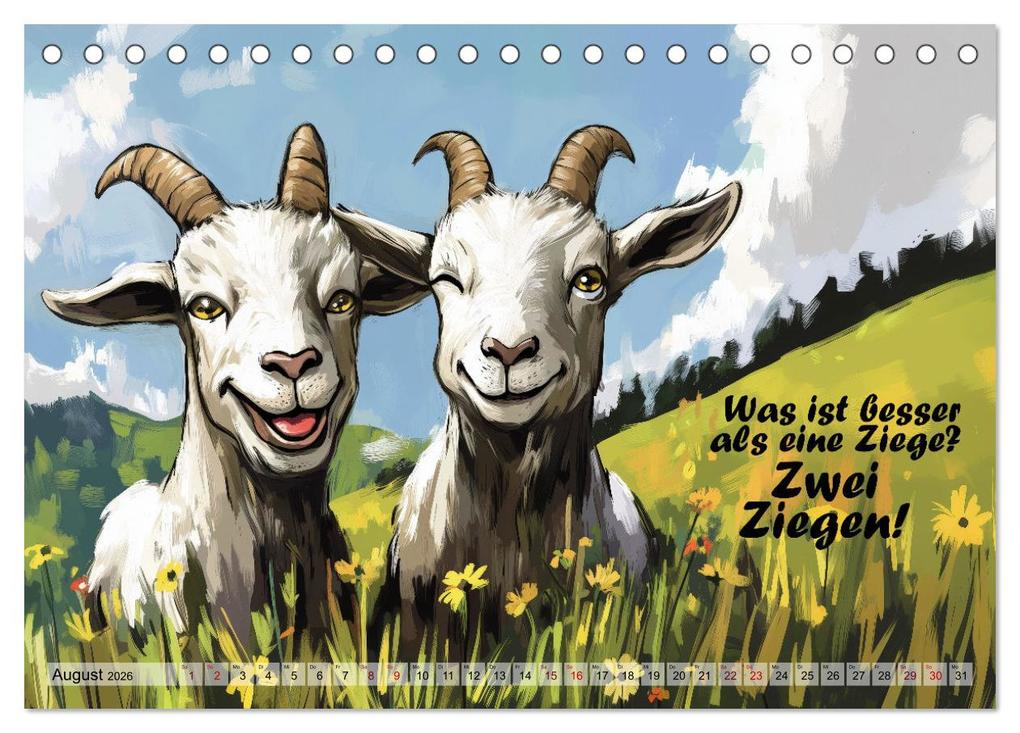 Weitere Ansicht: Ziegen, süß aber psycho (Tischkalender 2026 DIN A5 quer), CALVENDO Monatskalender | Sabine Löwer, Calvendo