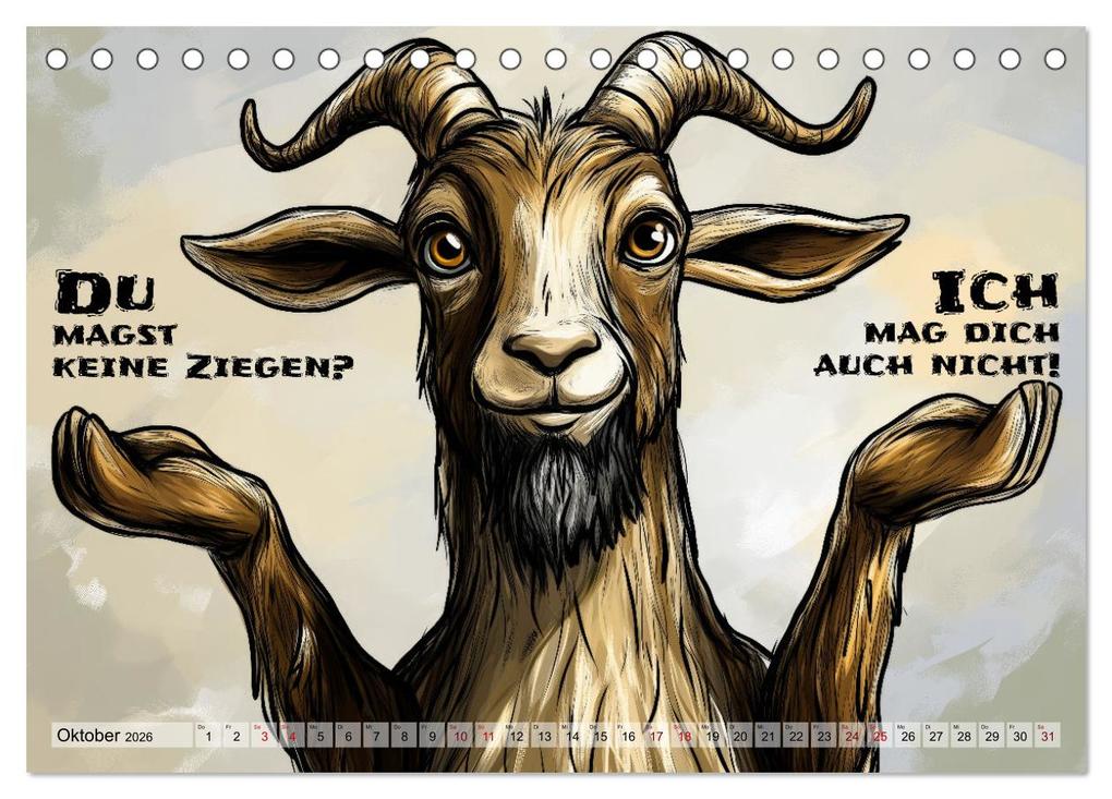 Weitere Ansicht: Ziegen, süß aber psycho (Tischkalender 2026 DIN A5 quer), CALVENDO Monatskalender | Sabine Löwer, Calvendo