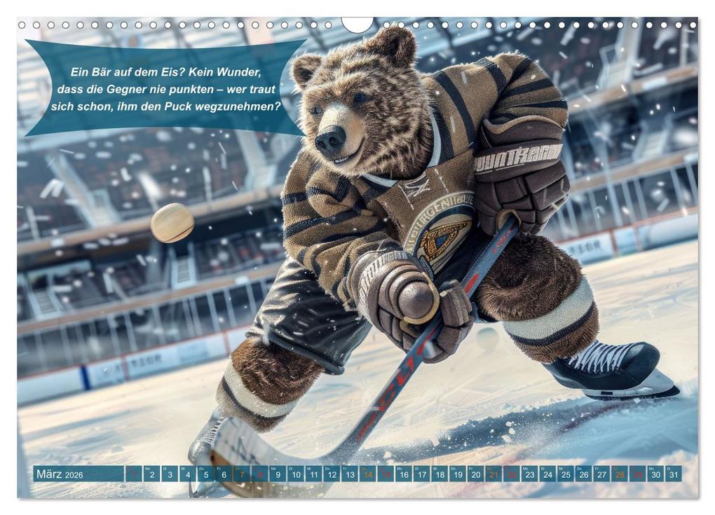 Weitere Ansicht: Der tierisch lustige Eishockey Kalender (Wandkalender 2026 DIN A3 quer), CALVENDO Monatskalender | Calvendo, Peter Rübsamen