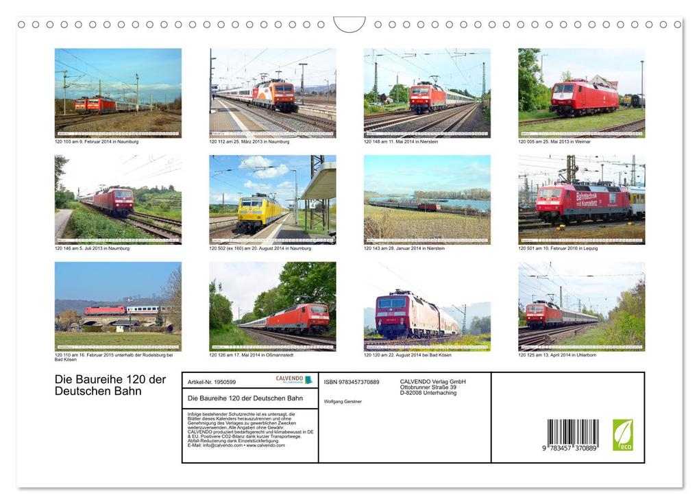 Weitere Ansicht: Die Baureihe 120 der Deutschen Bahn (Wandkalender 2026 DIN A3 quer), CALVENDO Monatskalender | Calvendo, Wolfgang Gerstner