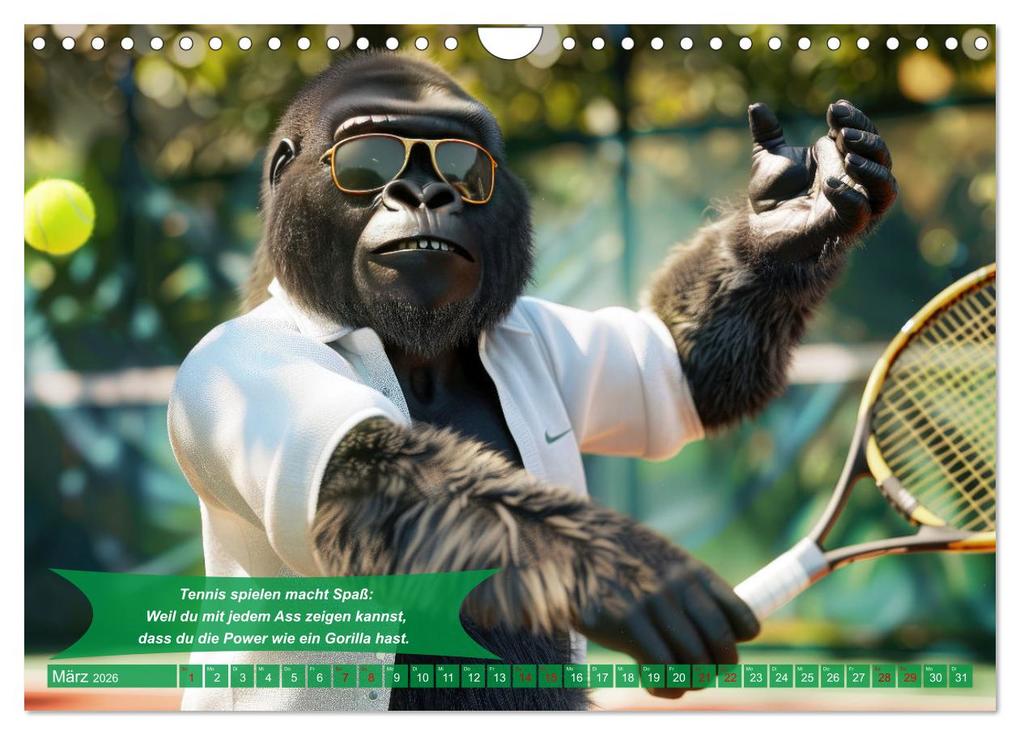 Weitere Ansicht: Der tierisch lustige Tennis-Kalender (Wandkalender 2026 DIN A4 quer), CALVENDO Monatskalender | Calvendo, Peter Rübsamen