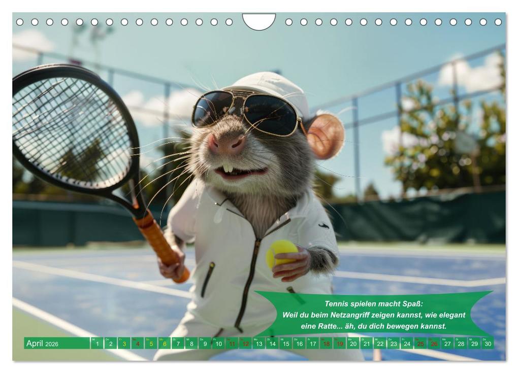 Weitere Ansicht: Der tierisch lustige Tennis-Kalender (Wandkalender 2026 DIN A4 quer), CALVENDO Monatskalender | Calvendo, Peter Rübsamen