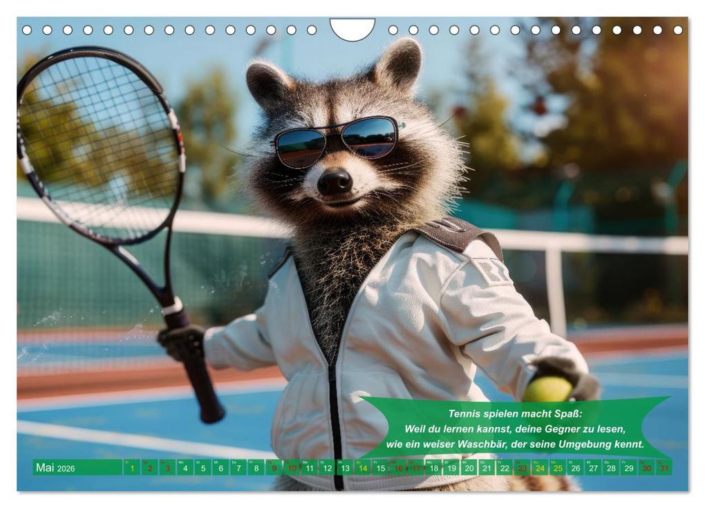 Weitere Ansicht: Der tierisch lustige Tennis-Kalender (Wandkalender 2026 DIN A4 quer), CALVENDO Monatskalender | Calvendo, Peter Rübsamen