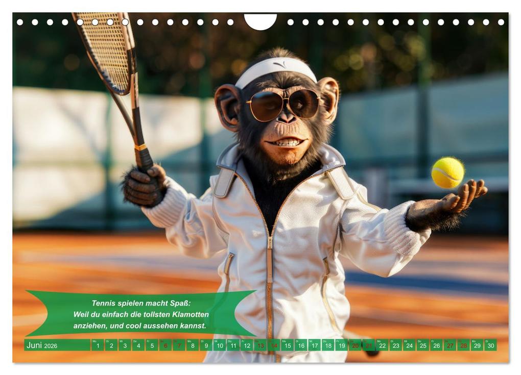 Weitere Ansicht: Der tierisch lustige Tennis-Kalender (Wandkalender 2026 DIN A4 quer), CALVENDO Monatskalender | Calvendo, Peter Rübsamen