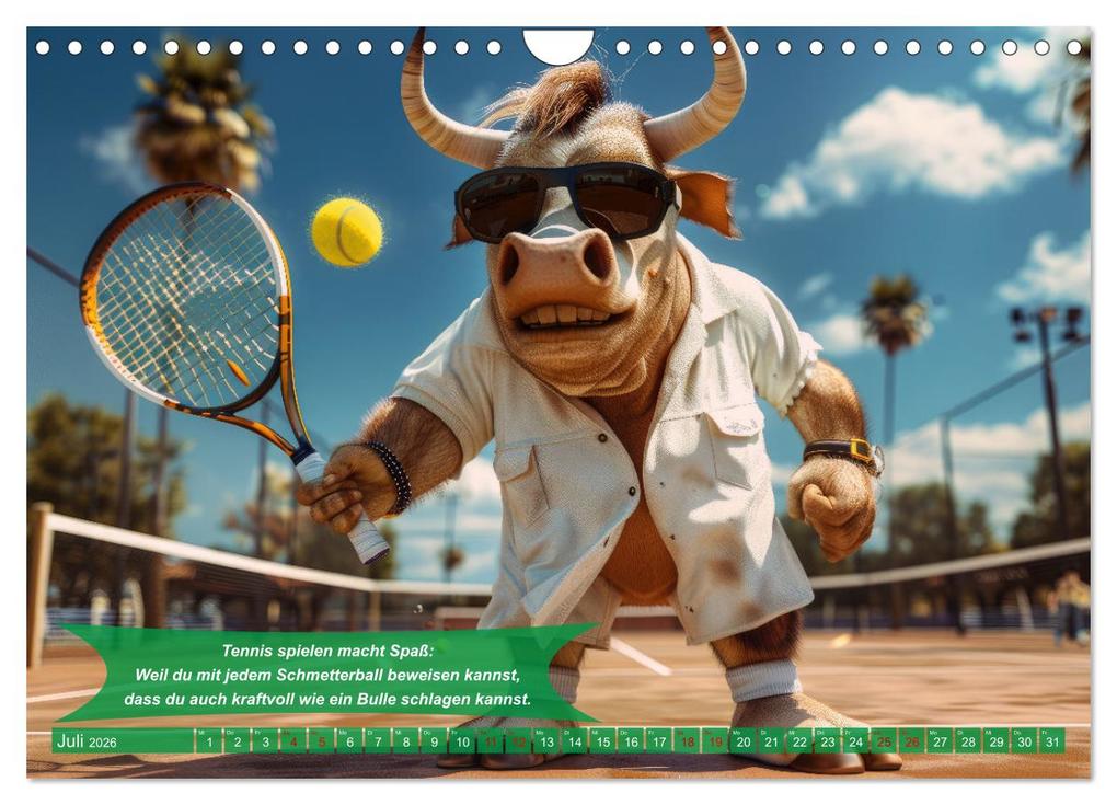 Weitere Ansicht: Der tierisch lustige Tennis-Kalender (Wandkalender 2026 DIN A4 quer), CALVENDO Monatskalender | Calvendo, Peter Rübsamen