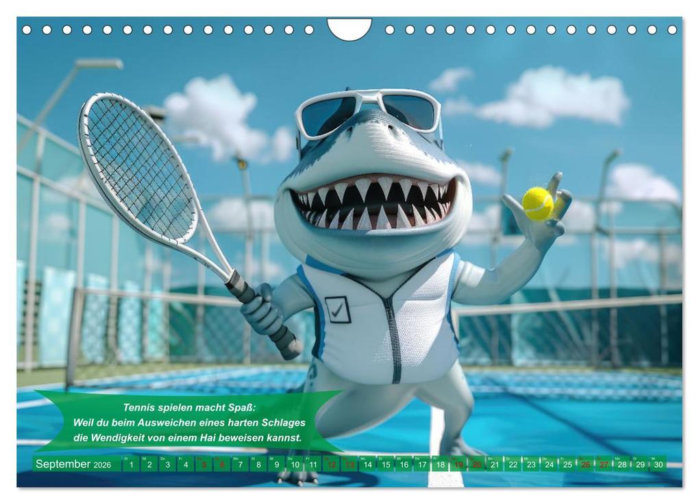 Weitere Ansicht: Der tierisch lustige Tennis-Kalender (Wandkalender 2026 DIN A4 quer), CALVENDO Monatskalender | Calvendo, Peter Rübsamen