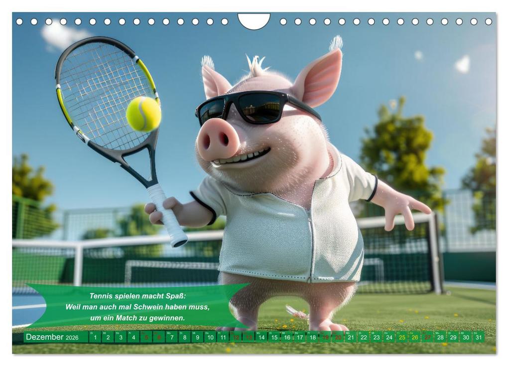 Weitere Ansicht: Der tierisch lustige Tennis-Kalender (Wandkalender 2026 DIN A4 quer), CALVENDO Monatskalender | Calvendo, Peter Rübsamen