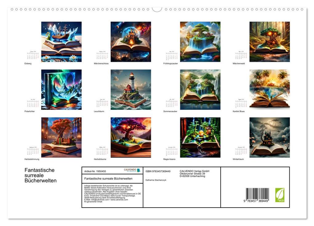 Weitere Ansicht: Fantastische surreale Bücherwelten (hochwertiger Premium Wandkalender 2026 DIN A2 quer), Kunstdruck in Hochglanz | Calvendo, Katharina Stachanczyk