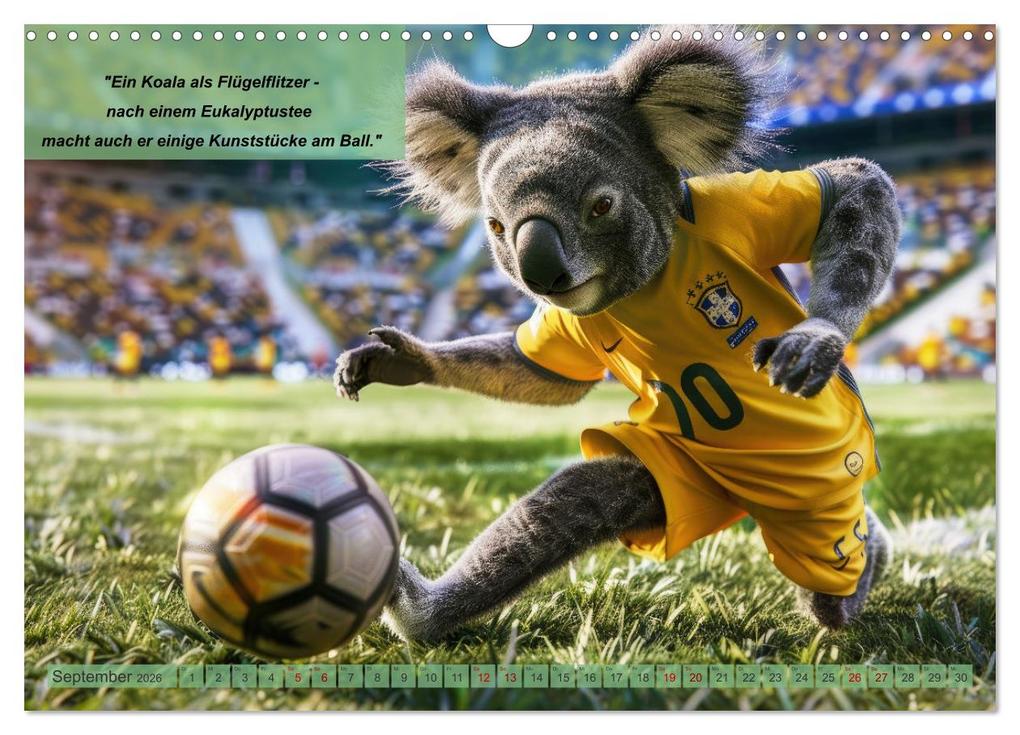 Weitere Ansicht: Der tierisch lustige Fußballkalender (Wandkalender 2026 DIN A3 quer), CALVENDO Monatskalender | Peter Rübsamen, Calvendo