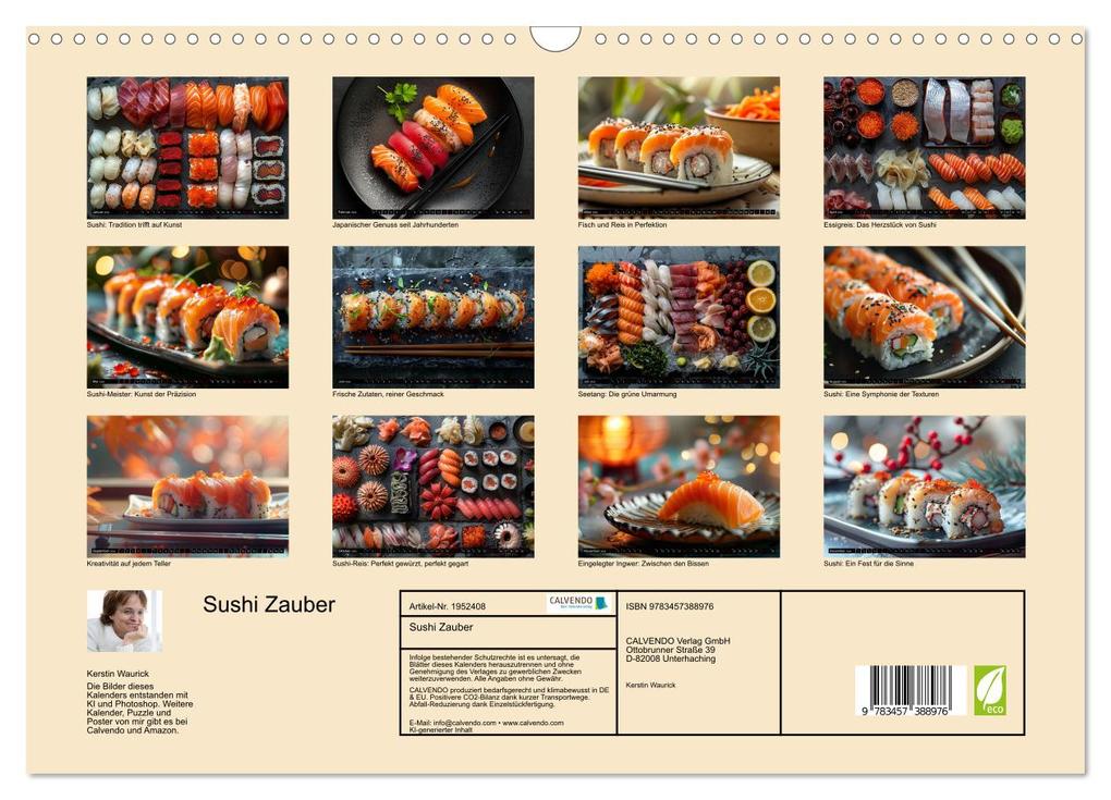 Weitere Ansicht: Sushi Zauber (Wandkalender 2026 DIN A3 quer), CALVENDO Monatskalender | Kerstin Waurick, Calvendo