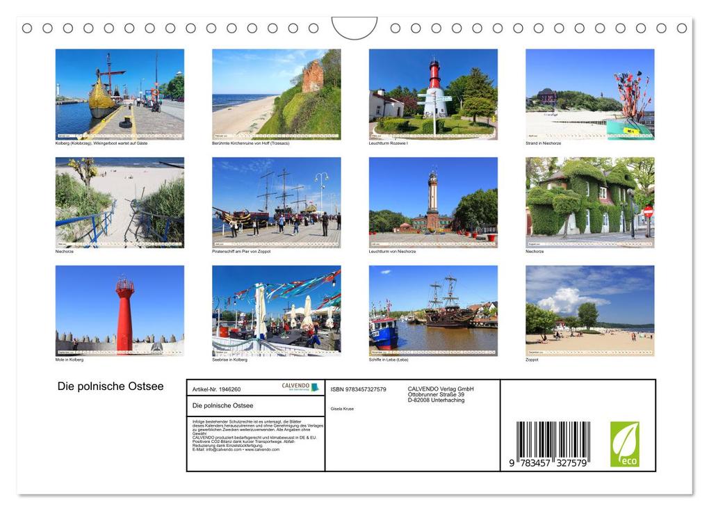 Weitere Ansicht: Die polnische Ostsee (Wandkalender 2026 DIN A4 quer), CALVENDO Monatskalender | Gisela Kruse, Calvendo