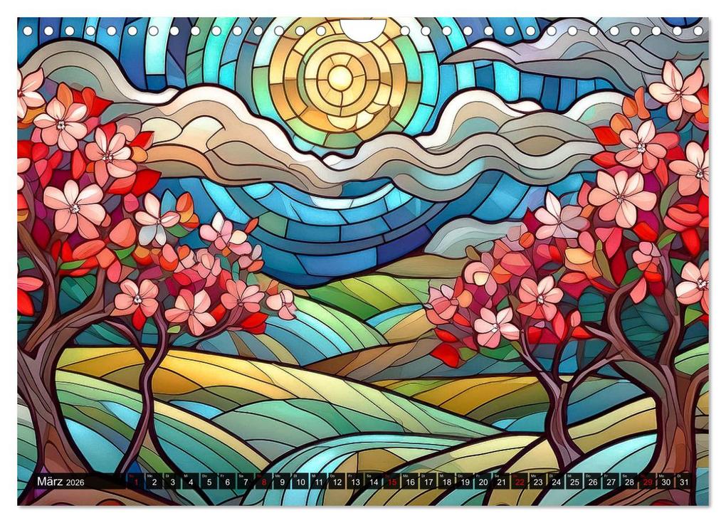 Weitere Ansicht: Der Jahreskreis auf Buntglasfenstern (Wandkalender 2026 DIN A4 quer), CALVENDO Monatskalender | Werner Braun, Calvendo