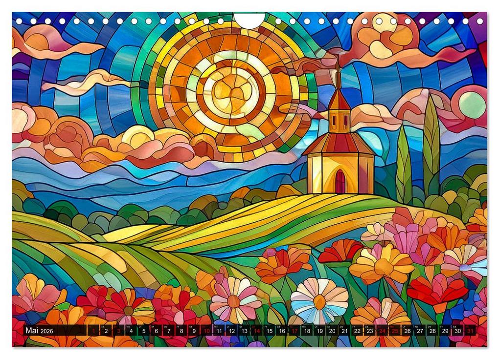 Weitere Ansicht: Der Jahreskreis auf Buntglasfenstern (Wandkalender 2026 DIN A4 quer), CALVENDO Monatskalender | Werner Braun, Calvendo