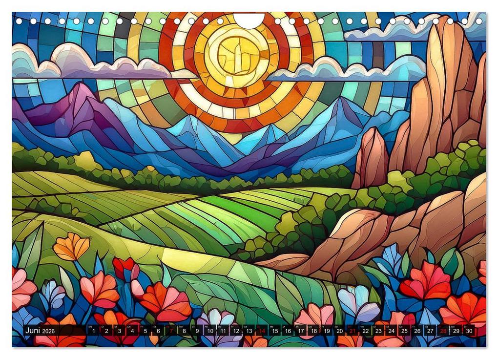 Weitere Ansicht: Der Jahreskreis auf Buntglasfenstern (Wandkalender 2026 DIN A4 quer), CALVENDO Monatskalender | Werner Braun, Calvendo