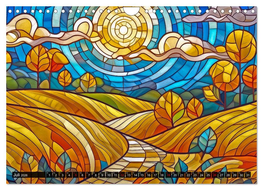 Weitere Ansicht: Der Jahreskreis auf Buntglasfenstern (Wandkalender 2026 DIN A4 quer), CALVENDO Monatskalender | Werner Braun, Calvendo