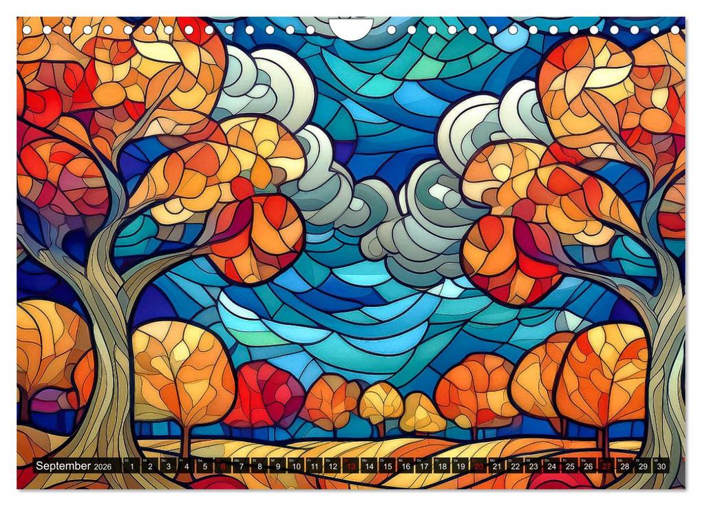 Weitere Ansicht: Der Jahreskreis auf Buntglasfenstern (Wandkalender 2026 DIN A4 quer), CALVENDO Monatskalender | Werner Braun, Calvendo