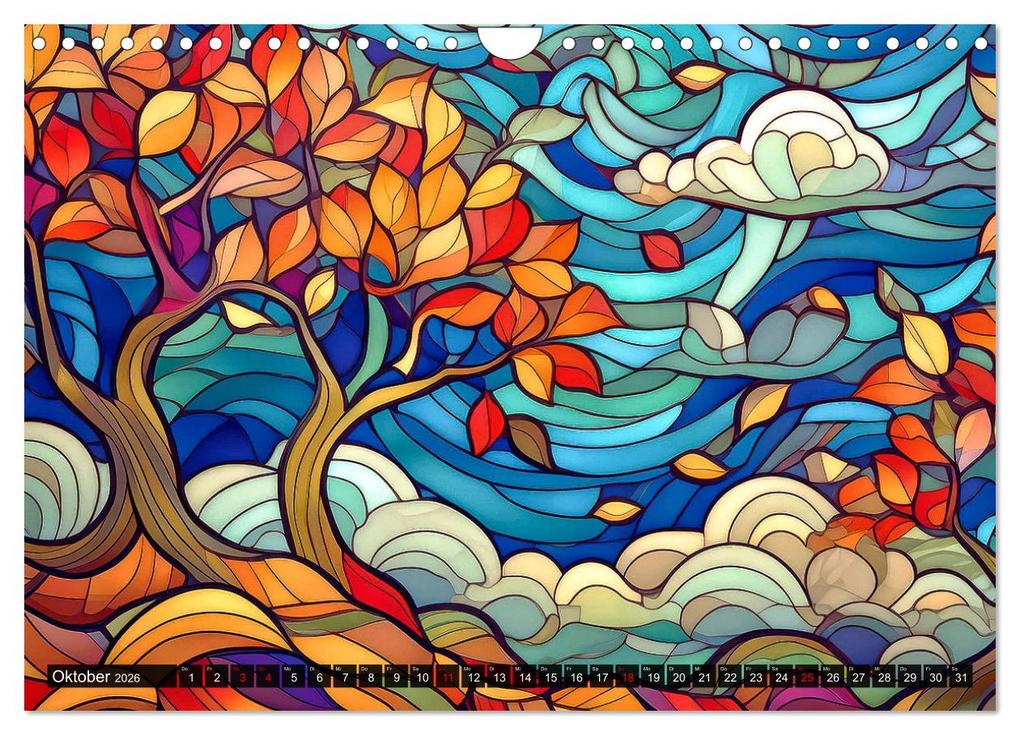 Weitere Ansicht: Der Jahreskreis auf Buntglasfenstern (Wandkalender 2026 DIN A4 quer), CALVENDO Monatskalender | Werner Braun, Calvendo