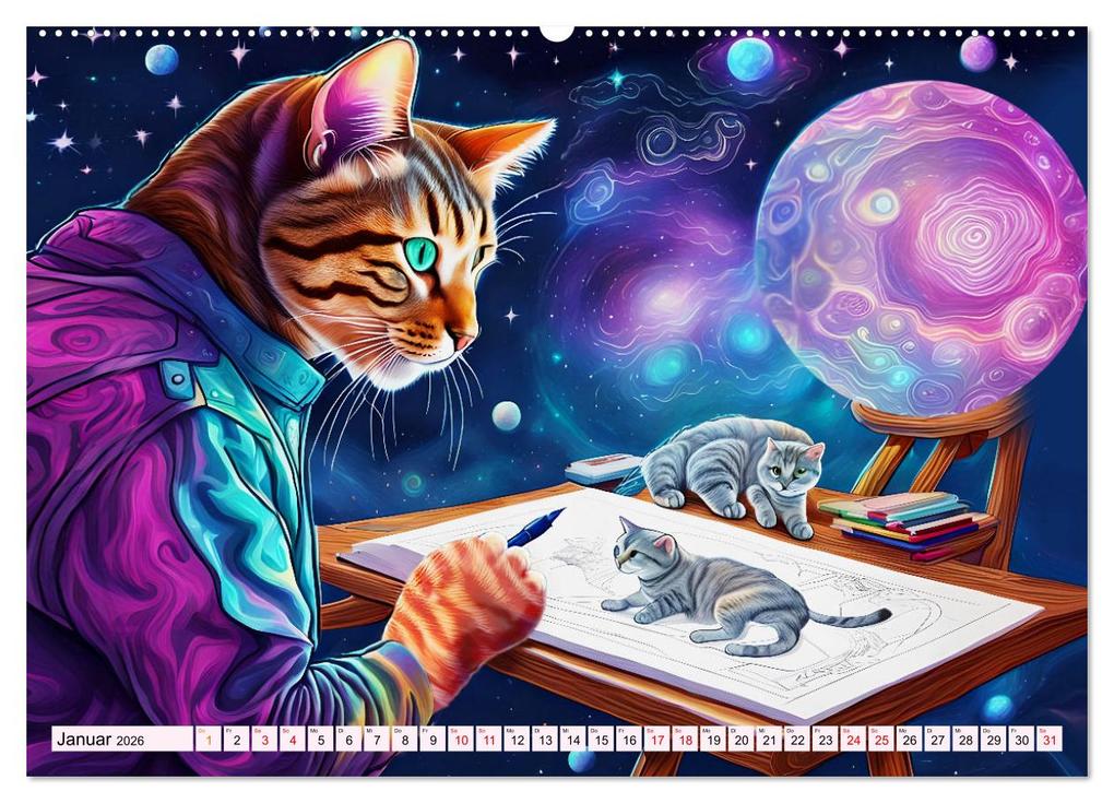Weitere Ansicht: Katzen Schnurrige Künstler (hochwertiger Premium Wandkalender 2026 DIN A2 quer), Kunstdruck in Hochglanz | Dusanka Djeric, Calvendo