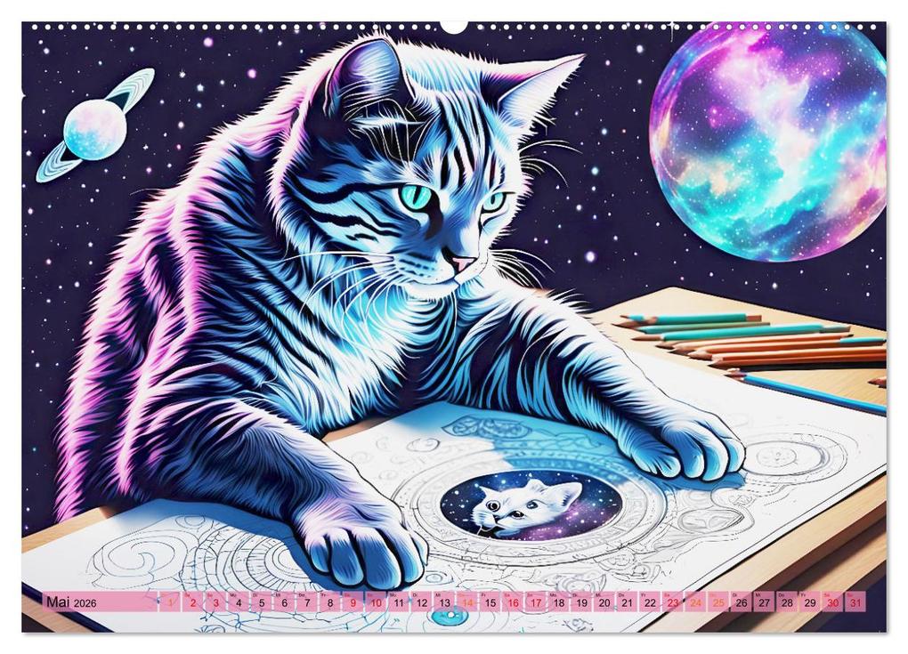 Weitere Ansicht: Katzen Schnurrige Künstler (hochwertiger Premium Wandkalender 2026 DIN A2 quer), Kunstdruck in Hochglanz | Dusanka Djeric, Calvendo