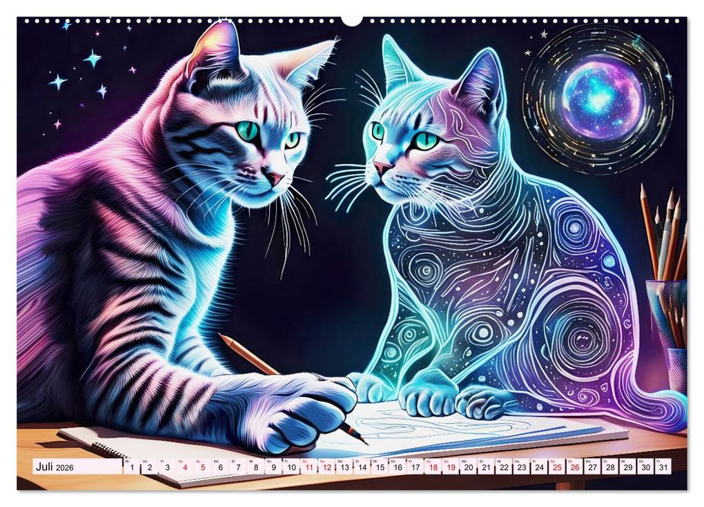 Weitere Ansicht: Katzen Schnurrige Künstler (hochwertiger Premium Wandkalender 2026 DIN A2 quer), Kunstdruck in Hochglanz | Dusanka Djeric, Calvendo