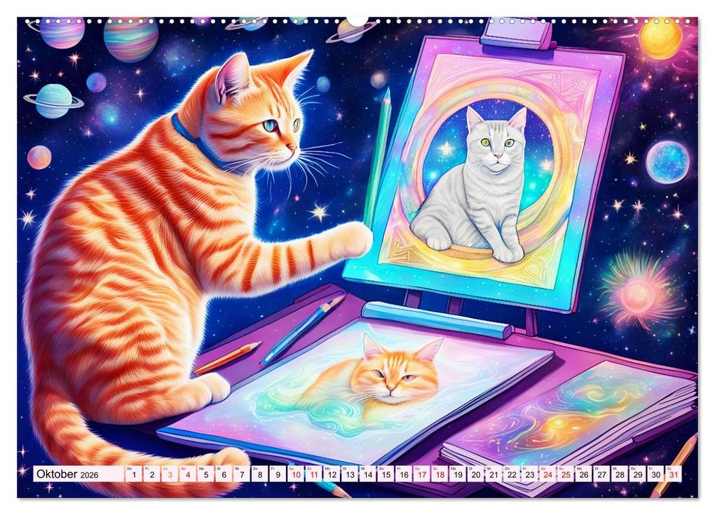 Weitere Ansicht: Katzen Schnurrige Künstler (hochwertiger Premium Wandkalender 2026 DIN A2 quer), Kunstdruck in Hochglanz | Dusanka Djeric, Calvendo