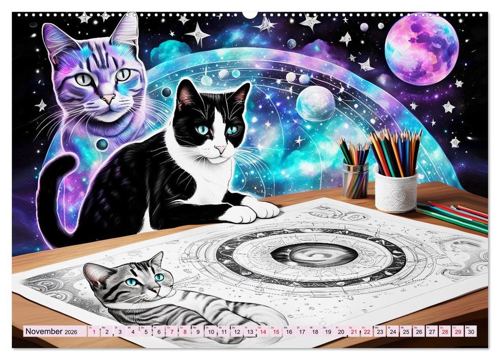 Weitere Ansicht: Katzen Schnurrige Künstler (hochwertiger Premium Wandkalender 2026 DIN A2 quer), Kunstdruck in Hochglanz | Dusanka Djeric, Calvendo