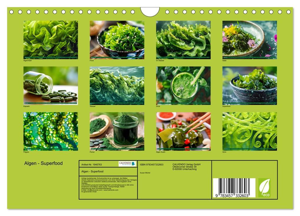 Weitere Ansicht: Algen - Superfood (Wandkalender 2026 DIN A4 quer), CALVENDO Monatskalender | Calvendo, Susan Michel
