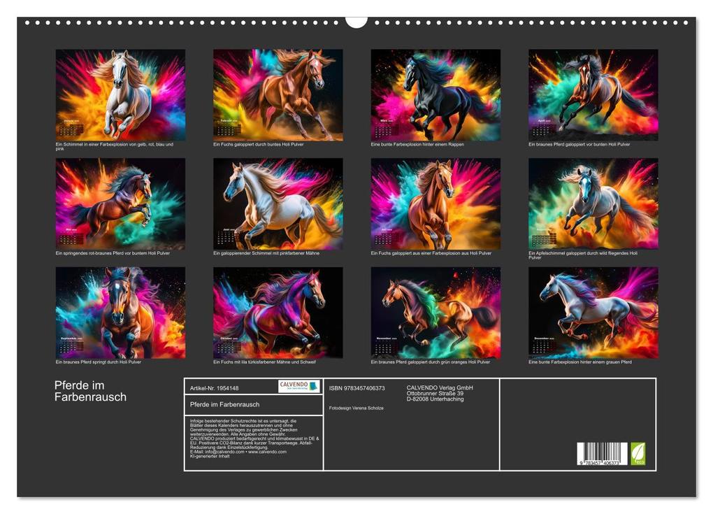 Weitere Ansicht: Pferde im Farbenrausch (Wandkalender 2026 DIN A2 quer), CALVENDO Monatskalender | Fotodesign Verena Scholze, Calvendo