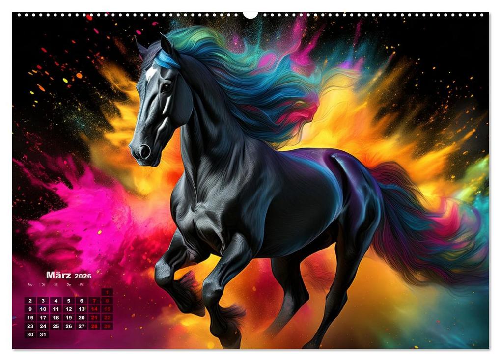 Weitere Ansicht: Pferde im Farbenrausch (Wandkalender 2026 DIN A2 quer), CALVENDO Monatskalender | Fotodesign Verena Scholze, Calvendo