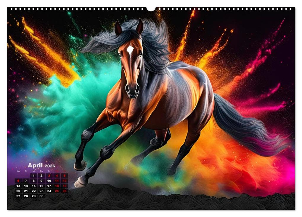 Weitere Ansicht: Pferde im Farbenrausch (Wandkalender 2026 DIN A2 quer), CALVENDO Monatskalender | Fotodesign Verena Scholze, Calvendo