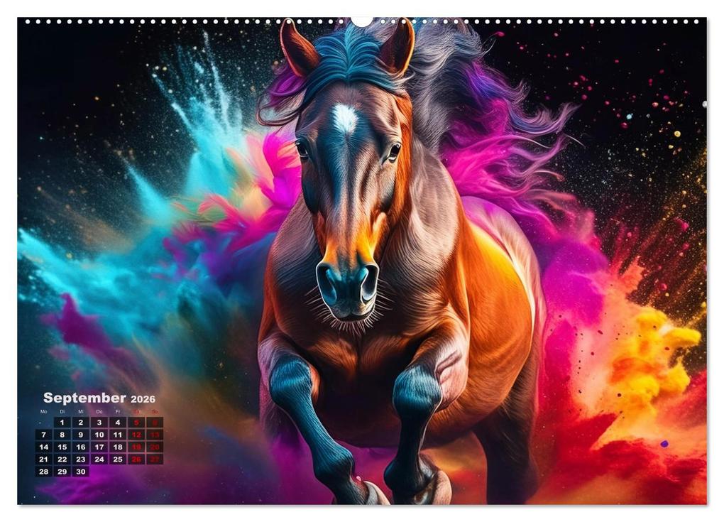 Weitere Ansicht: Pferde im Farbenrausch (Wandkalender 2026 DIN A2 quer), CALVENDO Monatskalender | Fotodesign Verena Scholze, Calvendo