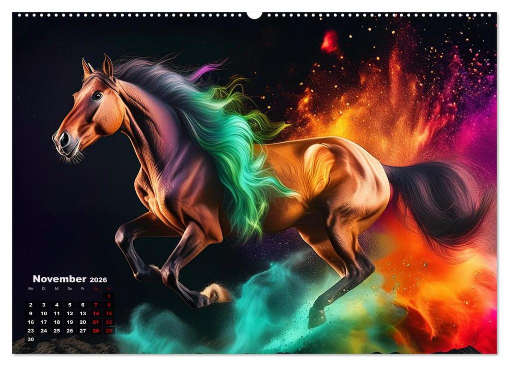 Weitere Ansicht: Pferde im Farbenrausch (Wandkalender 2026 DIN A2 quer), CALVENDO Monatskalender | Fotodesign Verena Scholze, Calvendo
