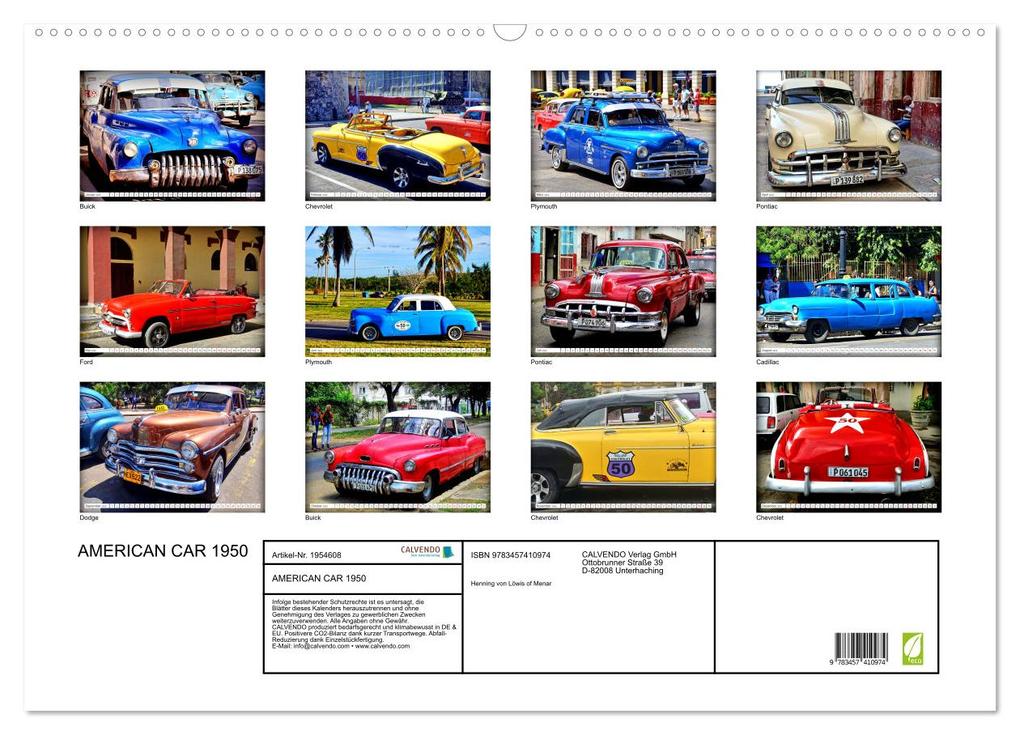 Weitere Ansicht: AMERICAN CAR 1950 (Wandkalender 2026 DIN A2 quer), CALVENDO Monatskalender | Henning von Löwis of Menar, Calvendo
