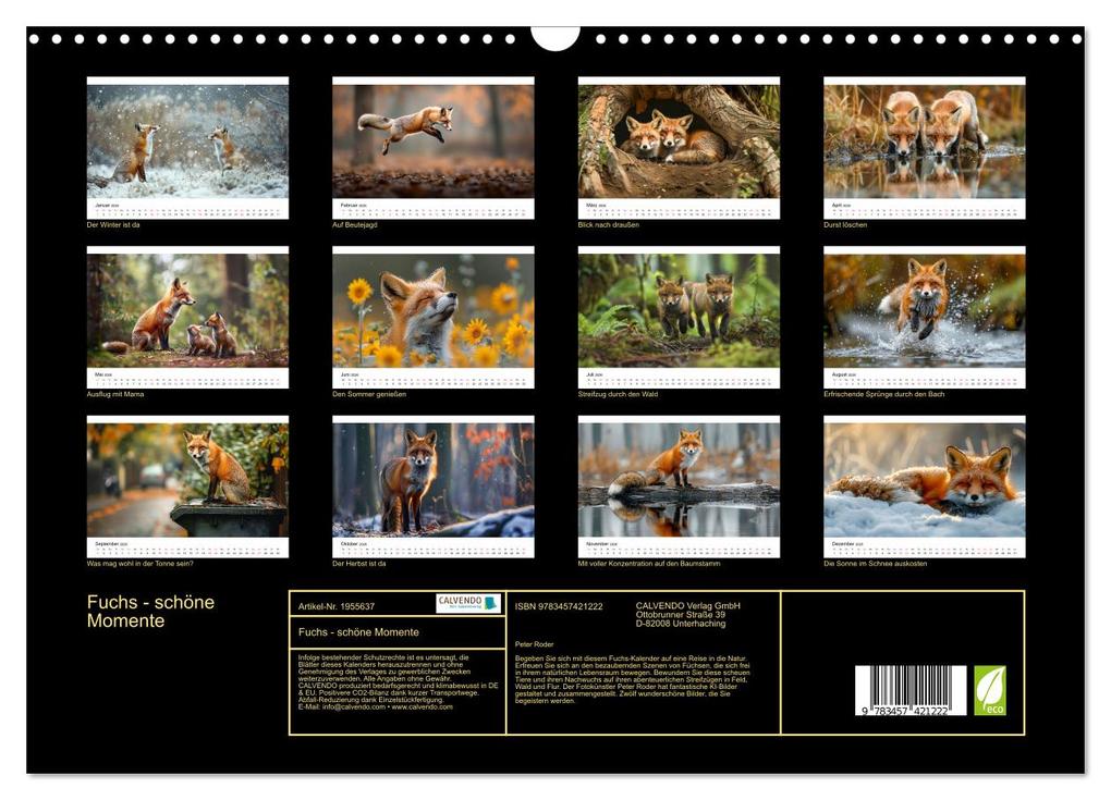 Weitere Ansicht: Fuchs - schöne Momente (Wandkalender 2026 DIN A3 quer), CALVENDO Monatskalender | Peter Roder, Calvendo