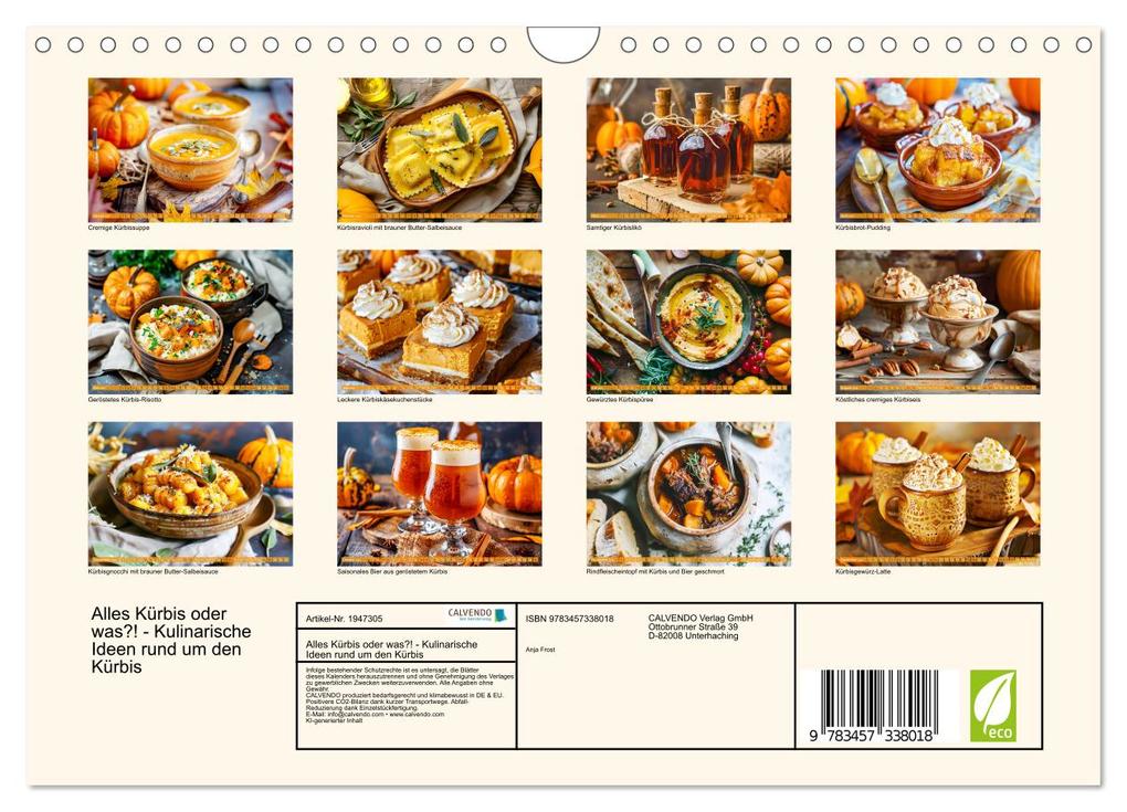 Weitere Ansicht: Alles Kürbis oder was?! - Kulinarische Ideen rund um den Kürbis (Wandkalender 2026 DIN A4 quer), CALVENDO Monatskalender | Anja Frost, Calvendo