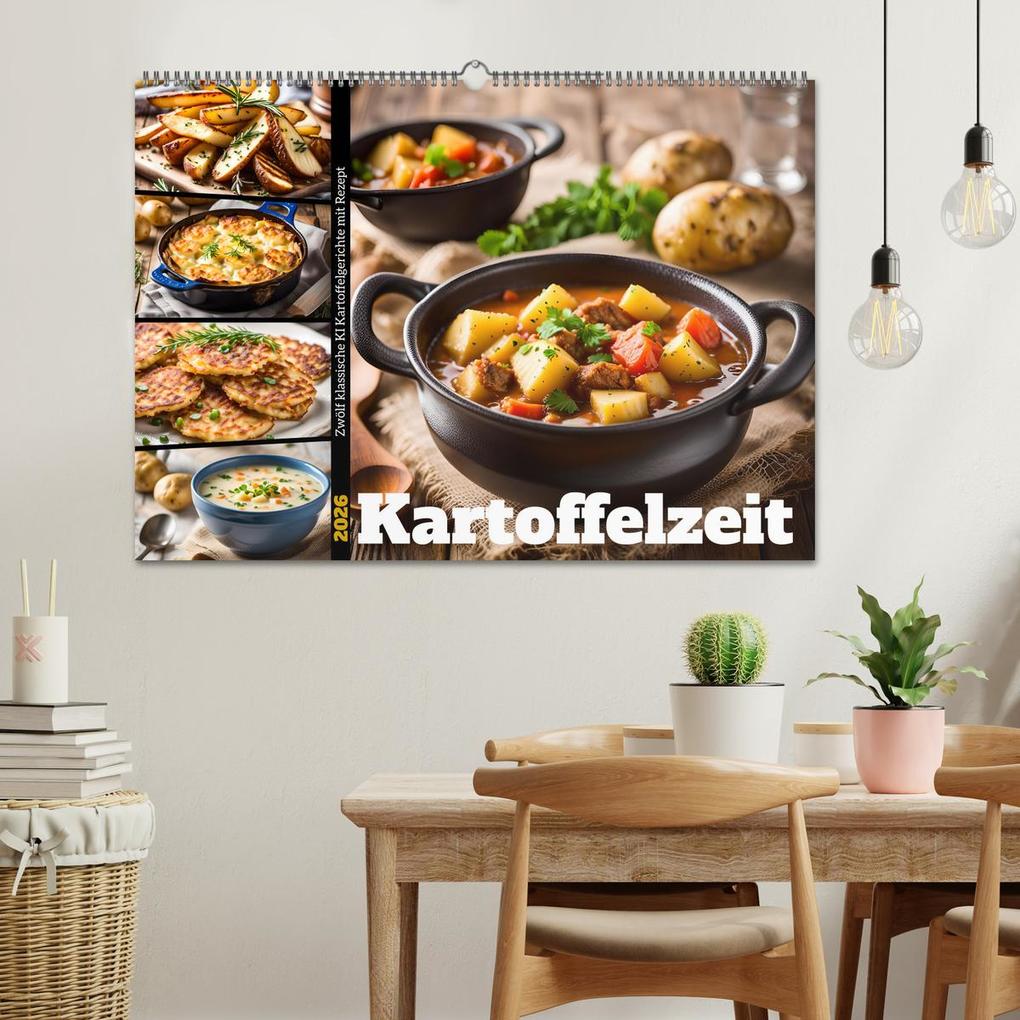Weitere Ansicht: Kartoffelzeit - Zwölf klassische KI Kartoffelgerichte mit Rezept (Wandkalender 2026 DIN A2 quer), CALVENDO Monatskalender | Calvendo, Fred Schimak