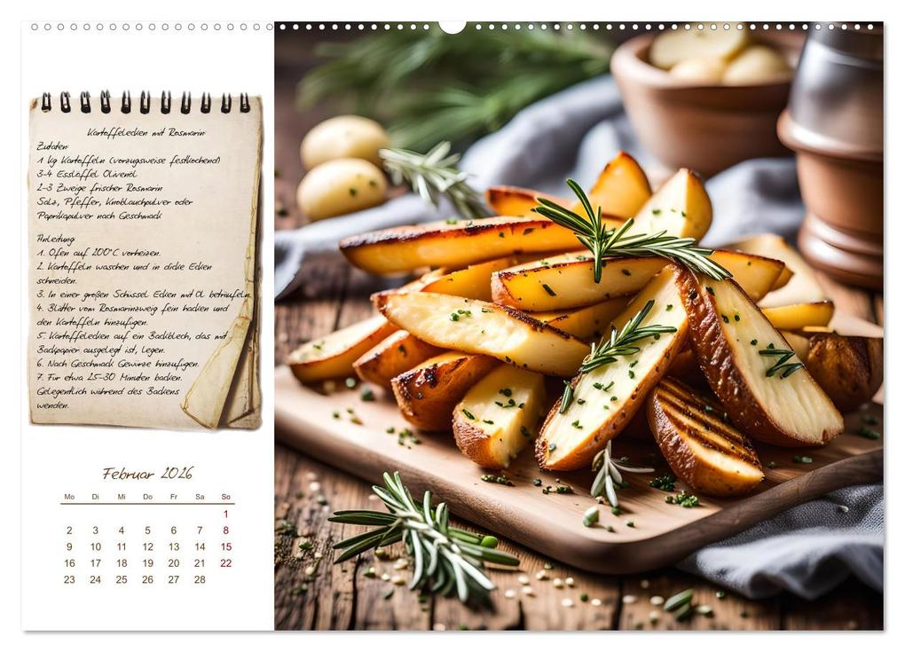 Weitere Ansicht: Kartoffelzeit - Zwölf klassische KI Kartoffelgerichte mit Rezept (Wandkalender 2026 DIN A2 quer), CALVENDO Monatskalender | Calvendo, Fred Schimak