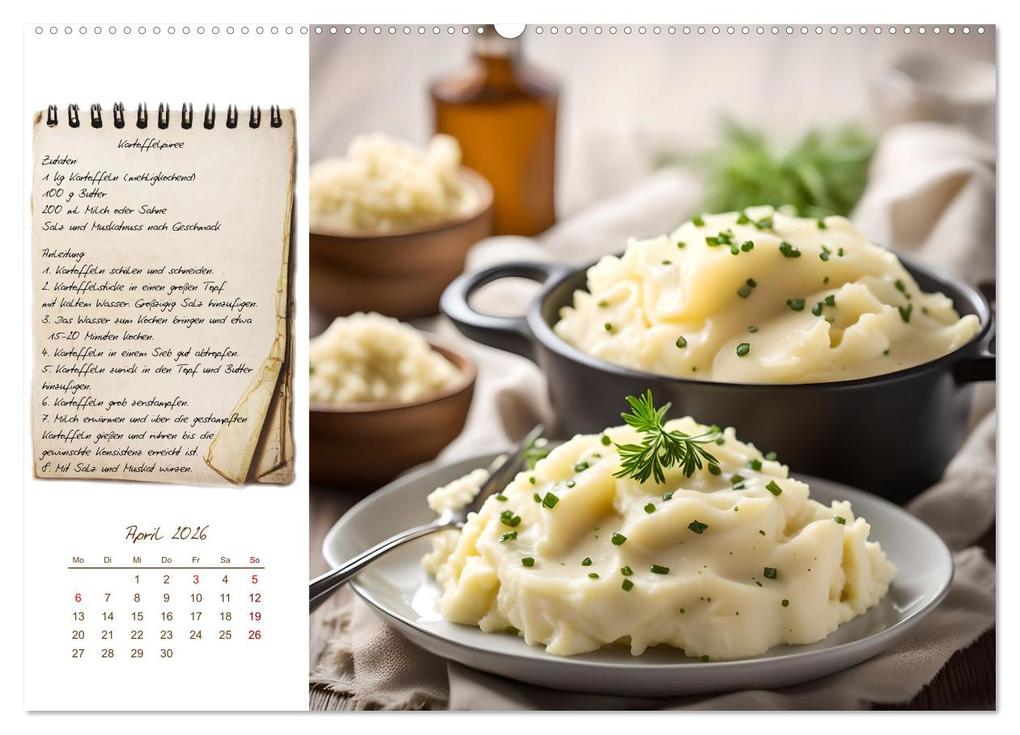 Weitere Ansicht: Kartoffelzeit - Zwölf klassische KI Kartoffelgerichte mit Rezept (Wandkalender 2026 DIN A2 quer), CALVENDO Monatskalender | Calvendo, Fred Schimak