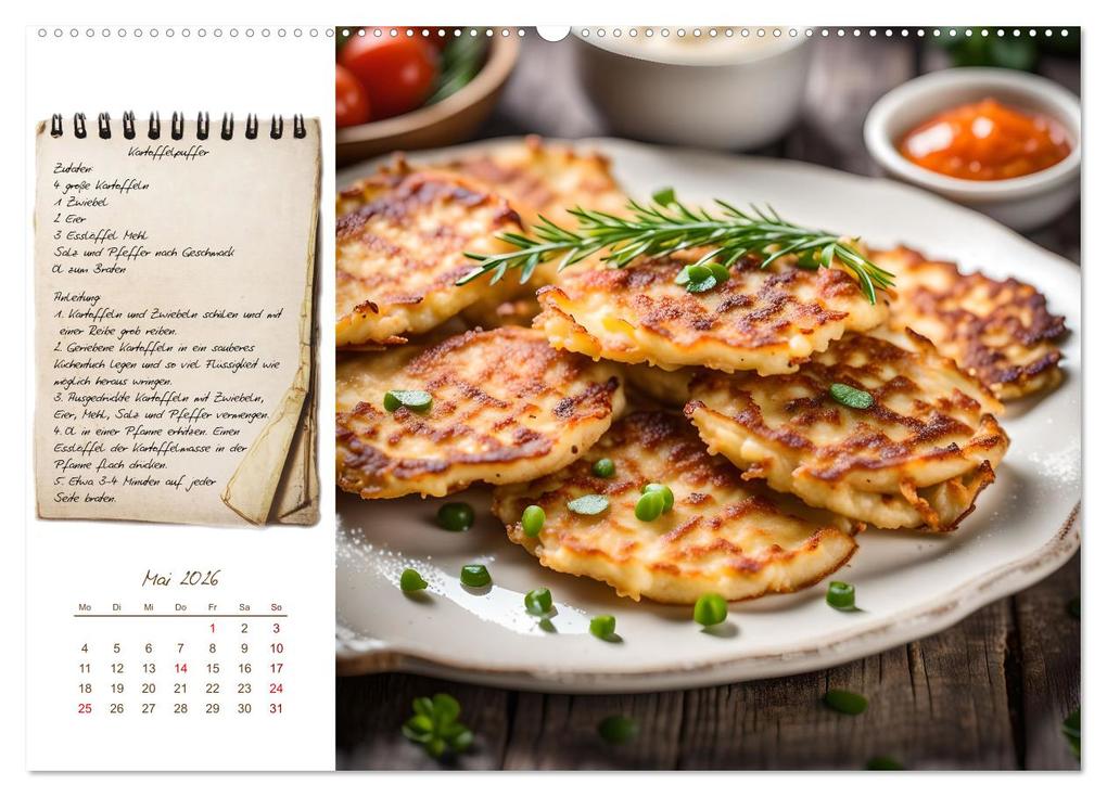 Weitere Ansicht: Kartoffelzeit - Zwölf klassische KI Kartoffelgerichte mit Rezept (Wandkalender 2026 DIN A2 quer), CALVENDO Monatskalender | Calvendo, Fred Schimak