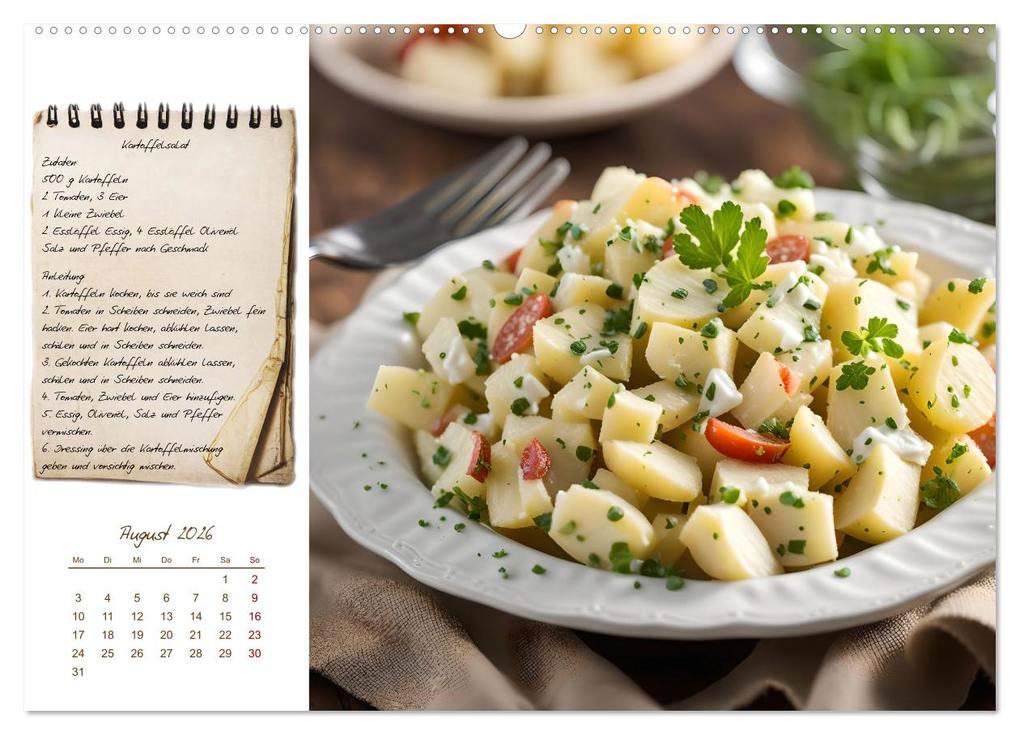 Weitere Ansicht: Kartoffelzeit - Zwölf klassische KI Kartoffelgerichte mit Rezept (Wandkalender 2026 DIN A2 quer), CALVENDO Monatskalender | Calvendo, Fred Schimak