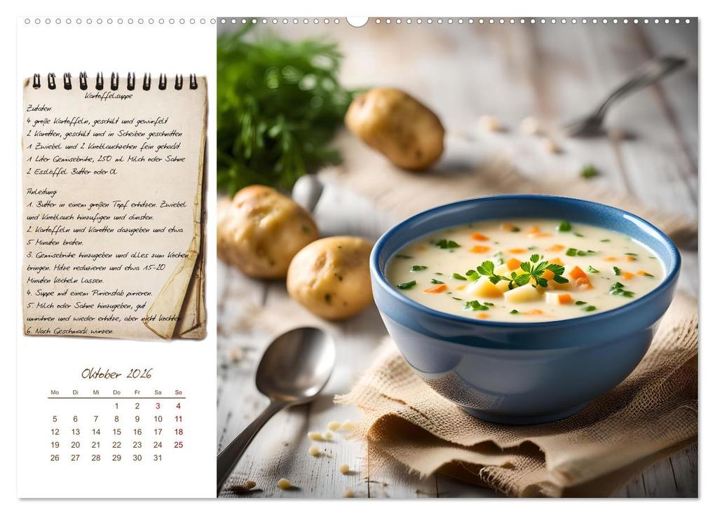 Weitere Ansicht: Kartoffelzeit - Zwölf klassische KI Kartoffelgerichte mit Rezept (Wandkalender 2026 DIN A2 quer), CALVENDO Monatskalender | Calvendo, Fred Schimak