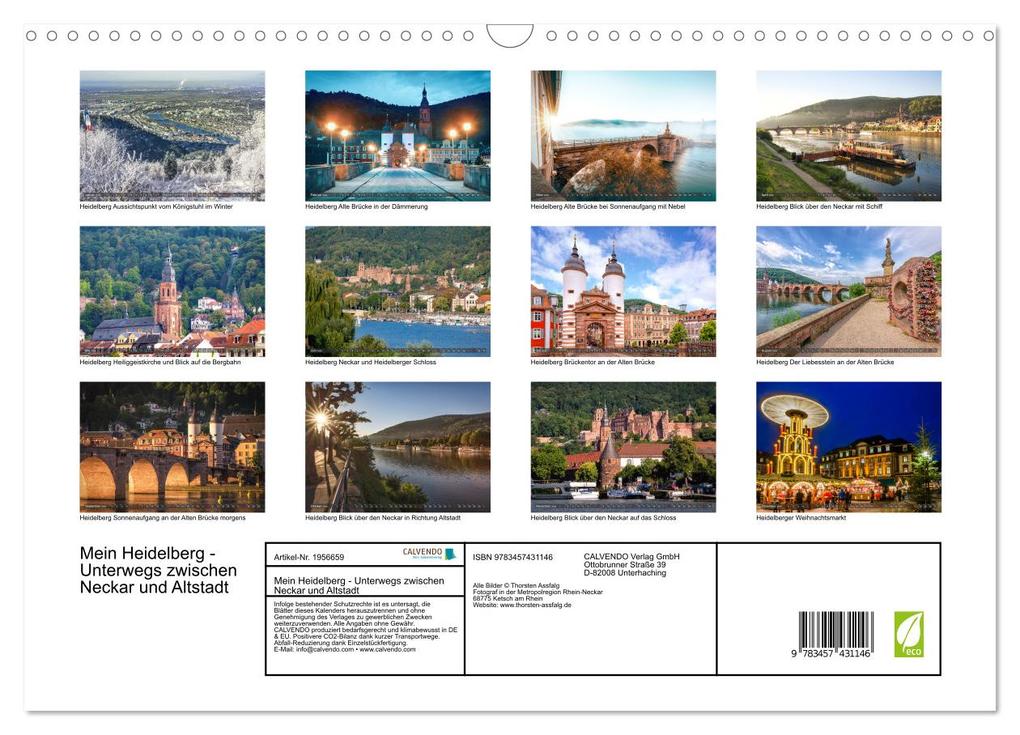 Weitere Ansicht: Mein Heidelberg - Unterwegs zwischen Neckar und Altstadt (Wandkalender 2026 DIN A3 quer), CALVENDO Monatskalender | Calvendo, Thorsten Assfalg Photographie