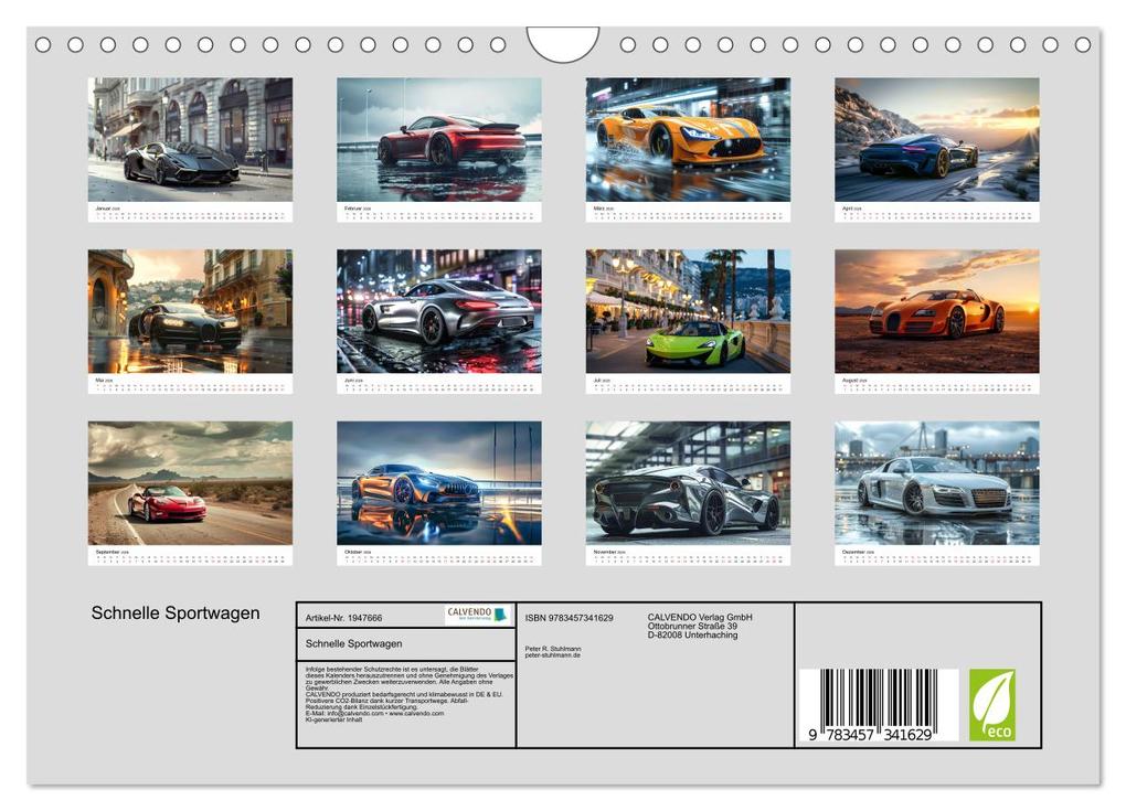 Weitere Ansicht: Schnelle Sportwagen (Wandkalender 2026 DIN A4 quer), CALVENDO Monatskalender | Calvendo, Peter R. Stuhlmann