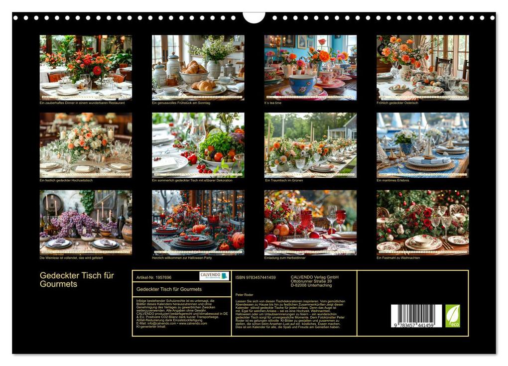 Weitere Ansicht: Gedeckter Tisch für Gourmets (Wandkalender 2026 DIN A3 quer), CALVENDO Monatskalender | Calvendo, Peter Roder