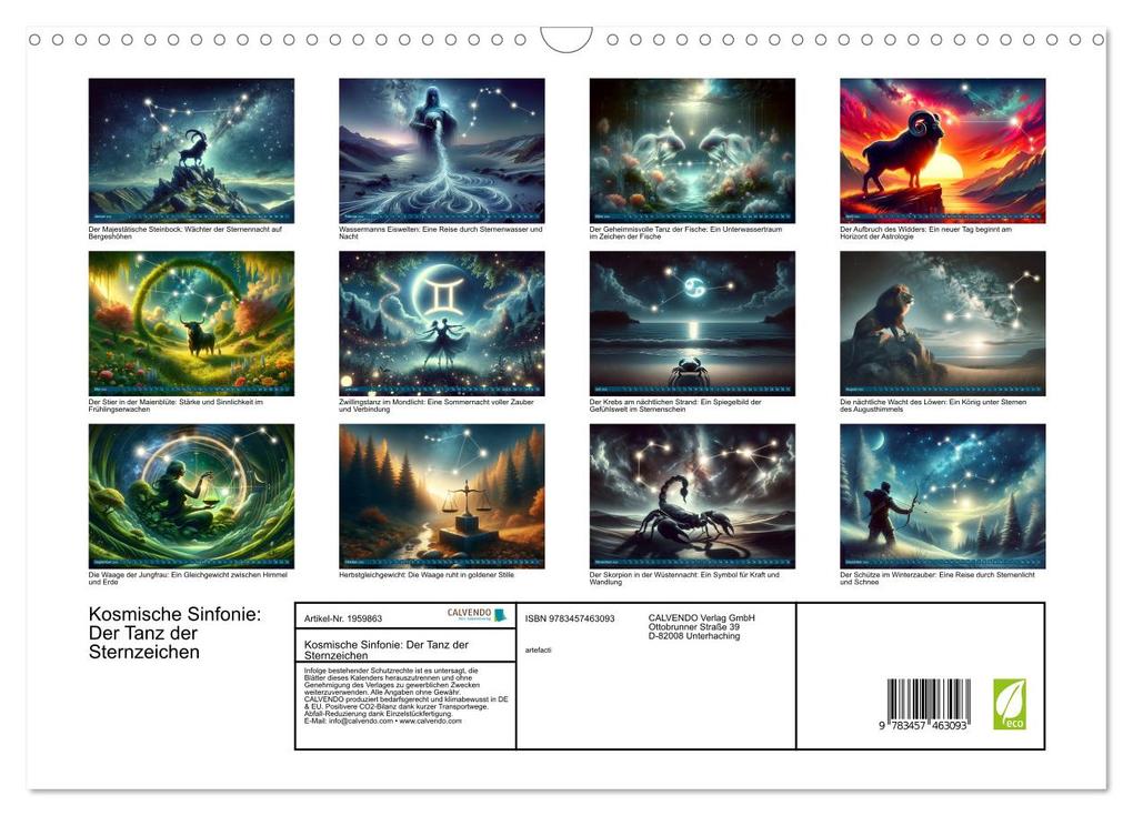 Weitere Ansicht: Kosmische Sinfonie: Der Tanz der Sternzeichen (Wandkalender 2026 DIN A3 quer), CALVENDO Monatskalender | artefacti artefacti, Calvendo, artefacti
