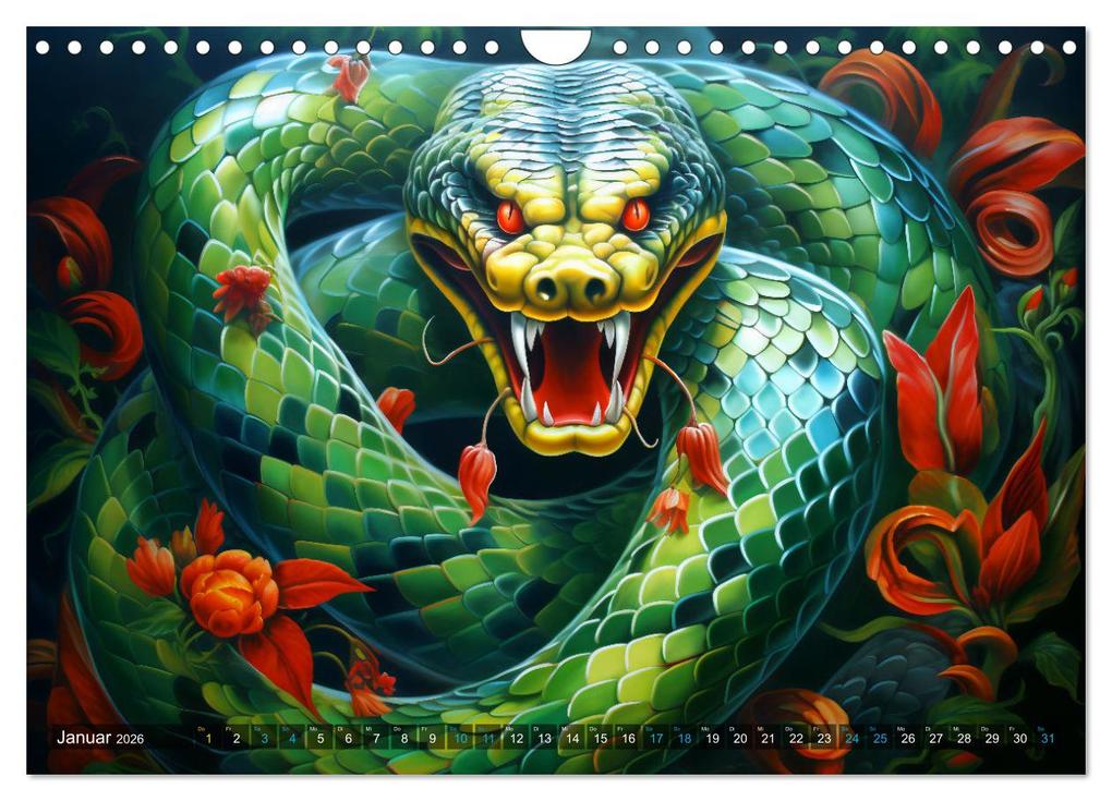 Weitere Ansicht: Jahr der Schlange - Illustrationen des chinesischen Tierkreiszeichens (Wandkalender 2026 DIN A4 quer), CALVENDO Monatskalender | Anja Frost, Calvendo