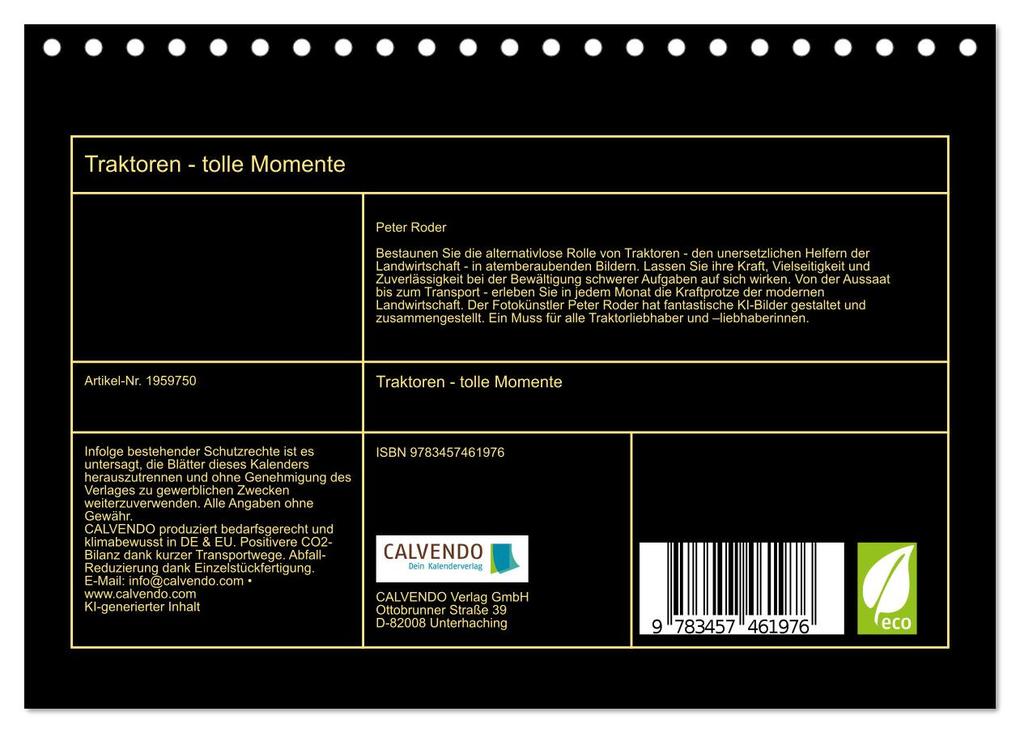 Weitere Ansicht: Traktoren - tolle Momente (Tischkalender 2026 DIN A5 quer), CALVENDO Monatskalender | Peter Roder, Calvendo