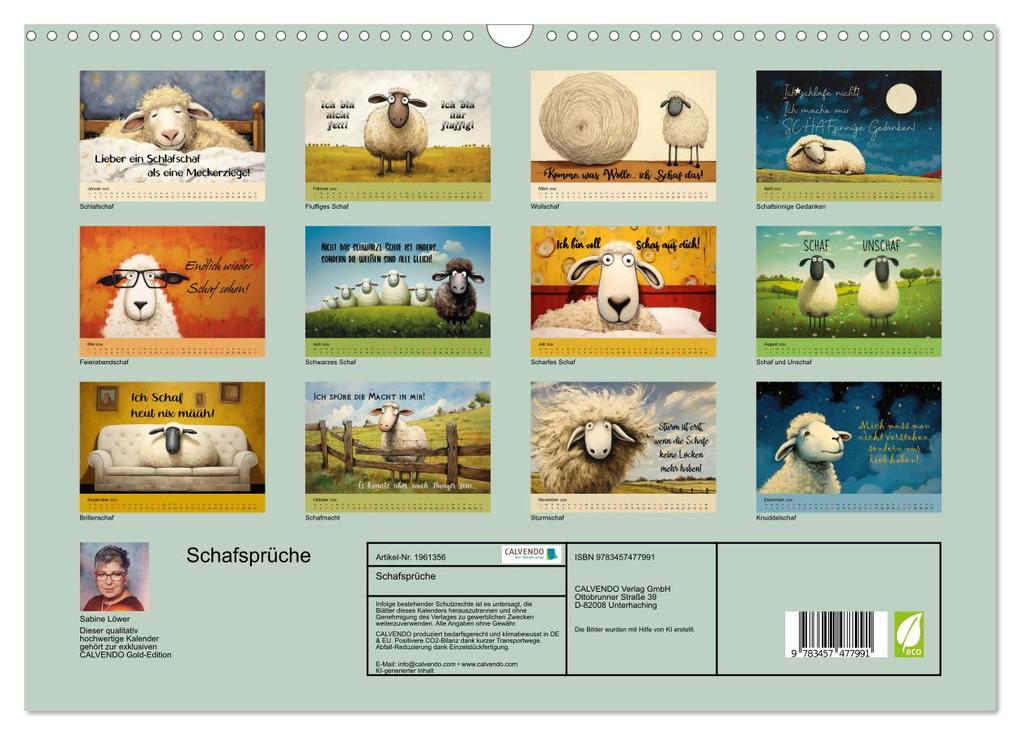 Weitere Ansicht: Schafsprüche (Wandkalender 2026 DIN A3 quer), CALVENDO Monatskalender | Calvendo, Sabine Löwer
