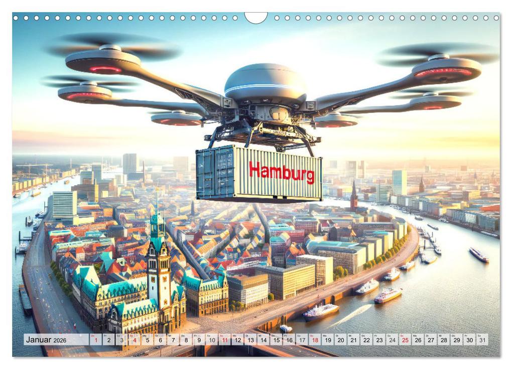 Weitere Ansicht: Die Zukunft im Hamburger Hafen: Visionen und Möglichkeiten von Morgen. (Wandkalender 2026 DIN A3 quer), CALVENDO Monatskalender | Calvendo, Marco Warstat